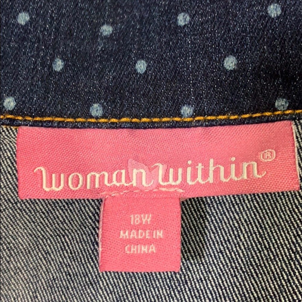 WOMEN WIthin. printed dot denim jacket Sz 18w - Picture 5 of 6